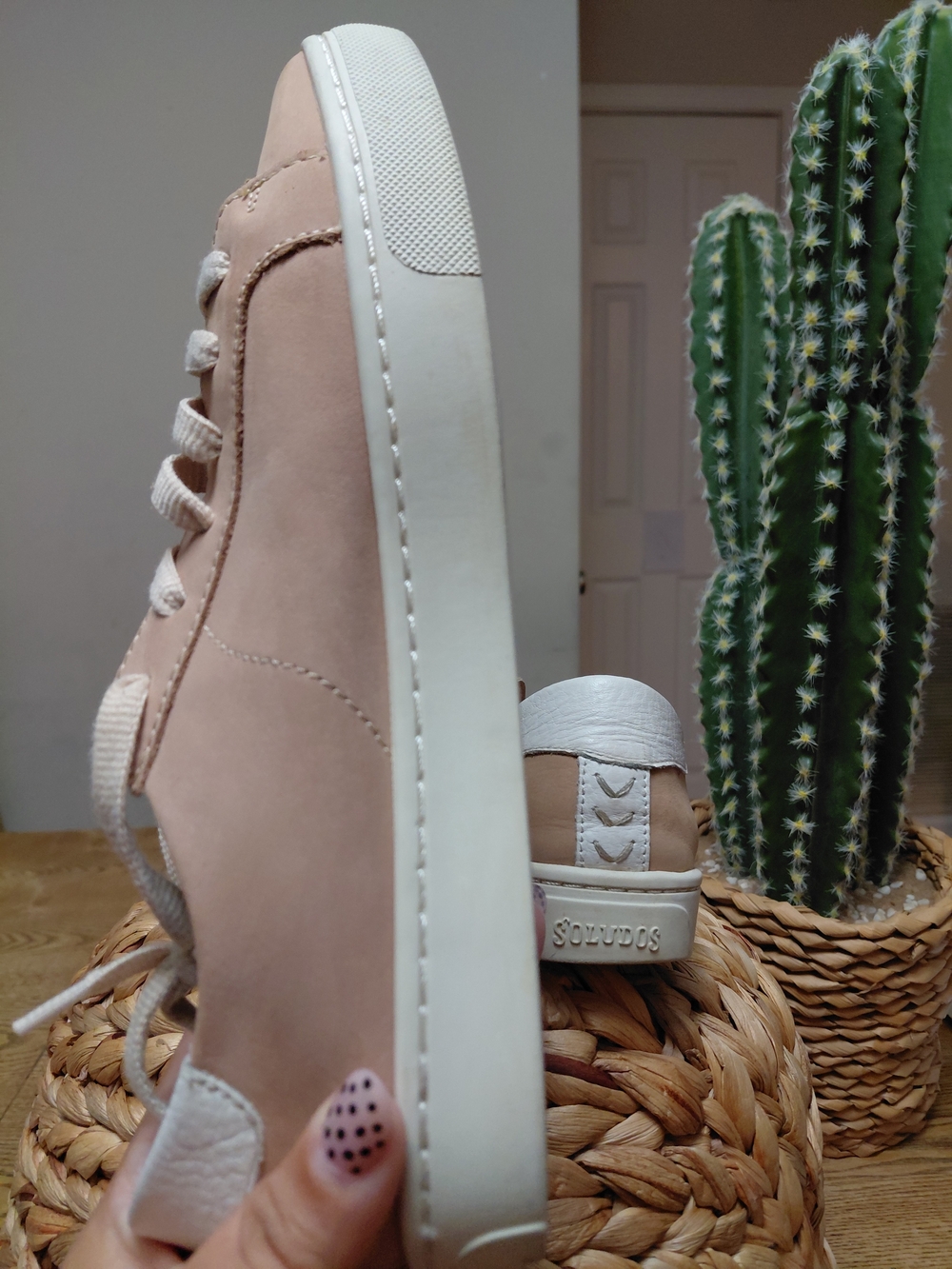 Soludos Blush Pink Low-Top Leather Sneakers